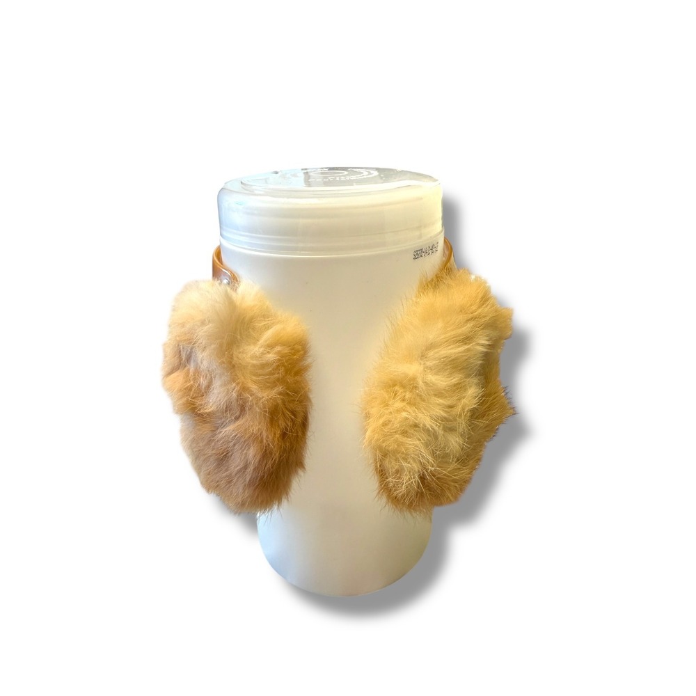Vintage Rabbit Fur‎ Earmuffs Tan Adjustable Soft Cold Weather Winter Cozy